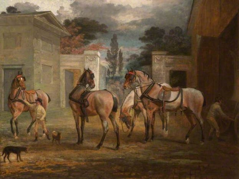 Four Roan Coach Horses with Two Grooms » Carriages of Britain